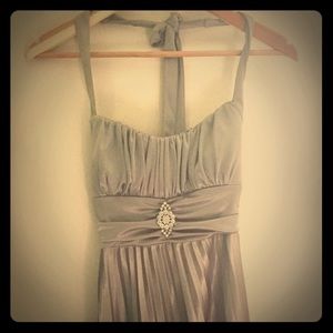 Glam! Silver halter dress with crystal accent